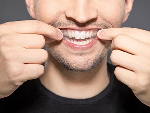Patient using whitening strips in Selbyville